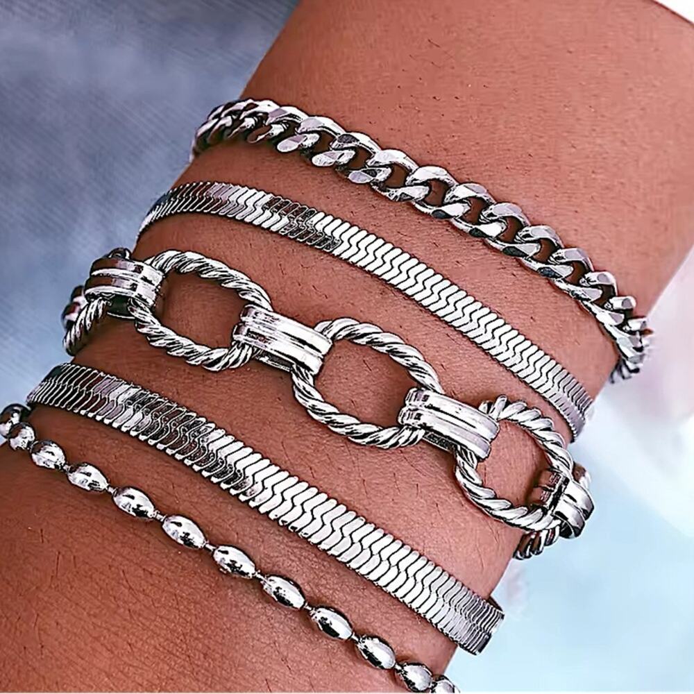 Silver Plated Bracelet Set